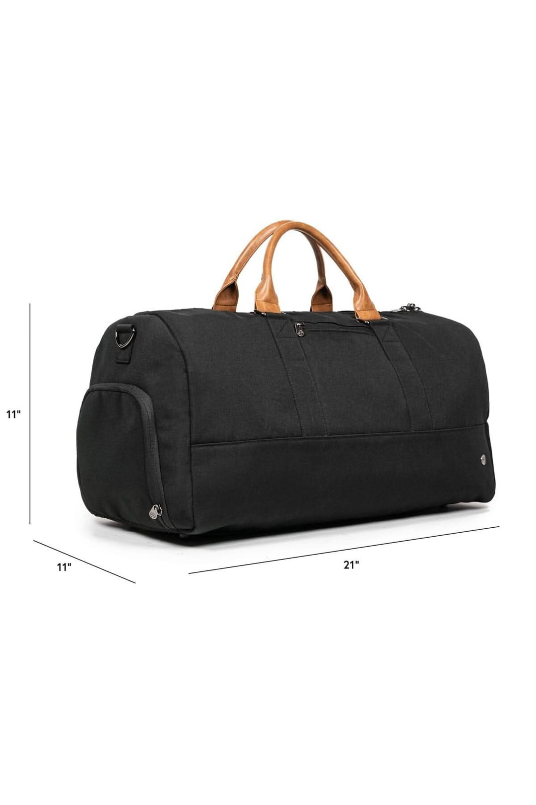 Sac de sport PKG Bishop 42L en polyester recyclé, dimensions 21" x 11" x 11", avec poignées en cuir.