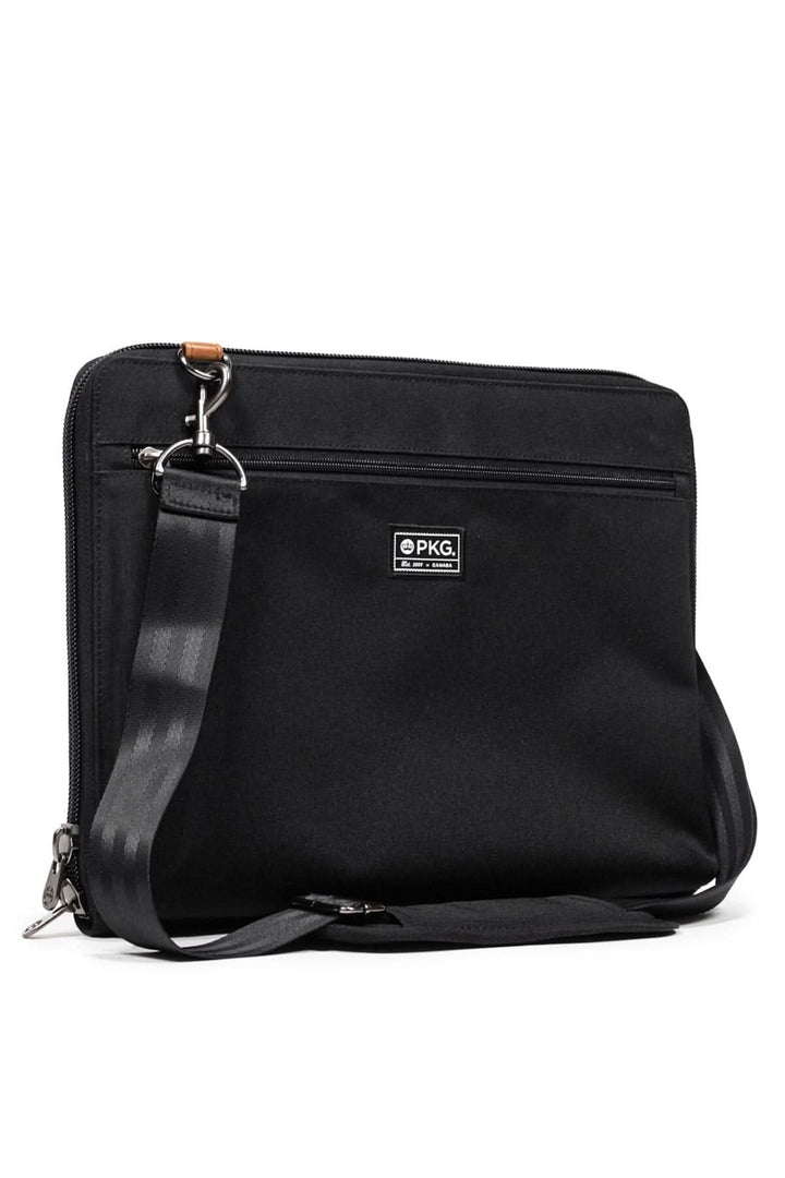 Sac messager PKG Wellington 10L, noir, avec bandoulière et poche avant pratique.