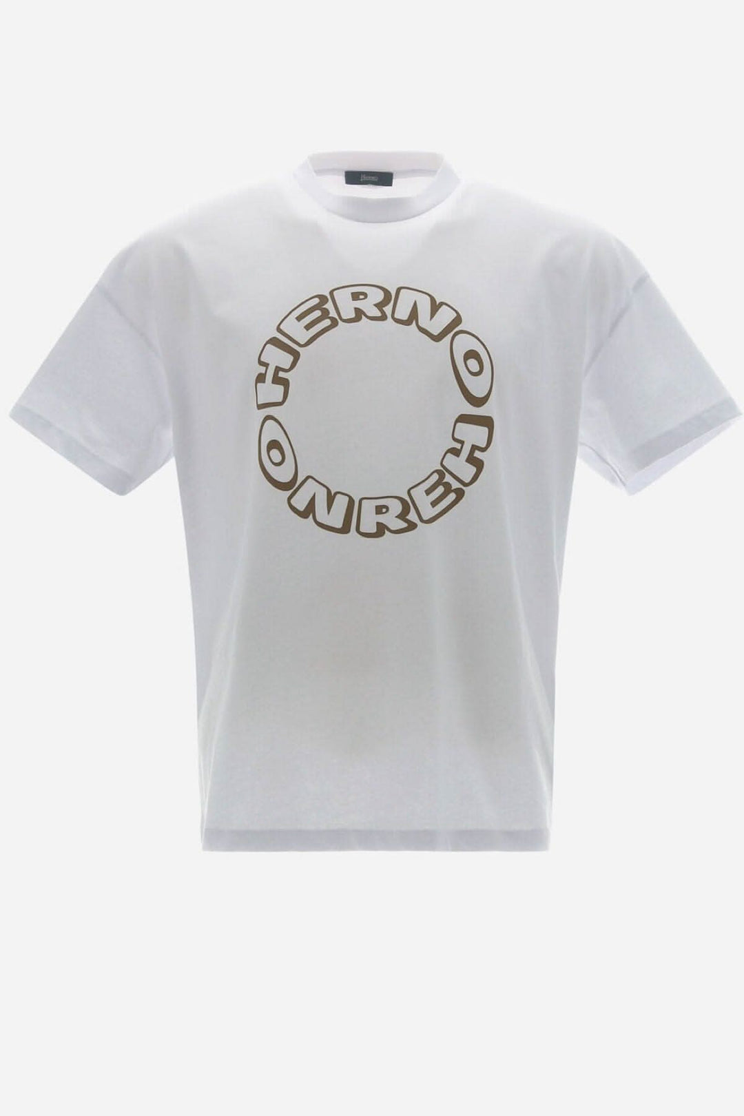 T-shirt blanc HERNO en coton, avec lettrage graphique et décontracté, coupe confortable, style sportif.