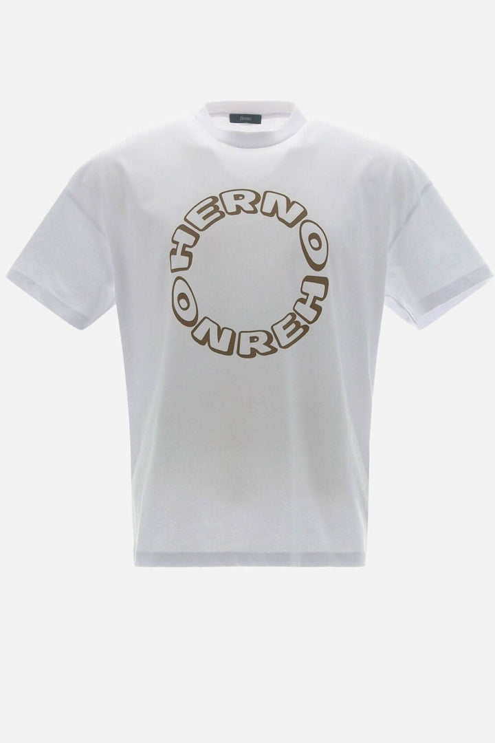 T-shirt blanc HERNO en coton, avec lettrage graphique et décontracté, coupe confortable, style sportif.