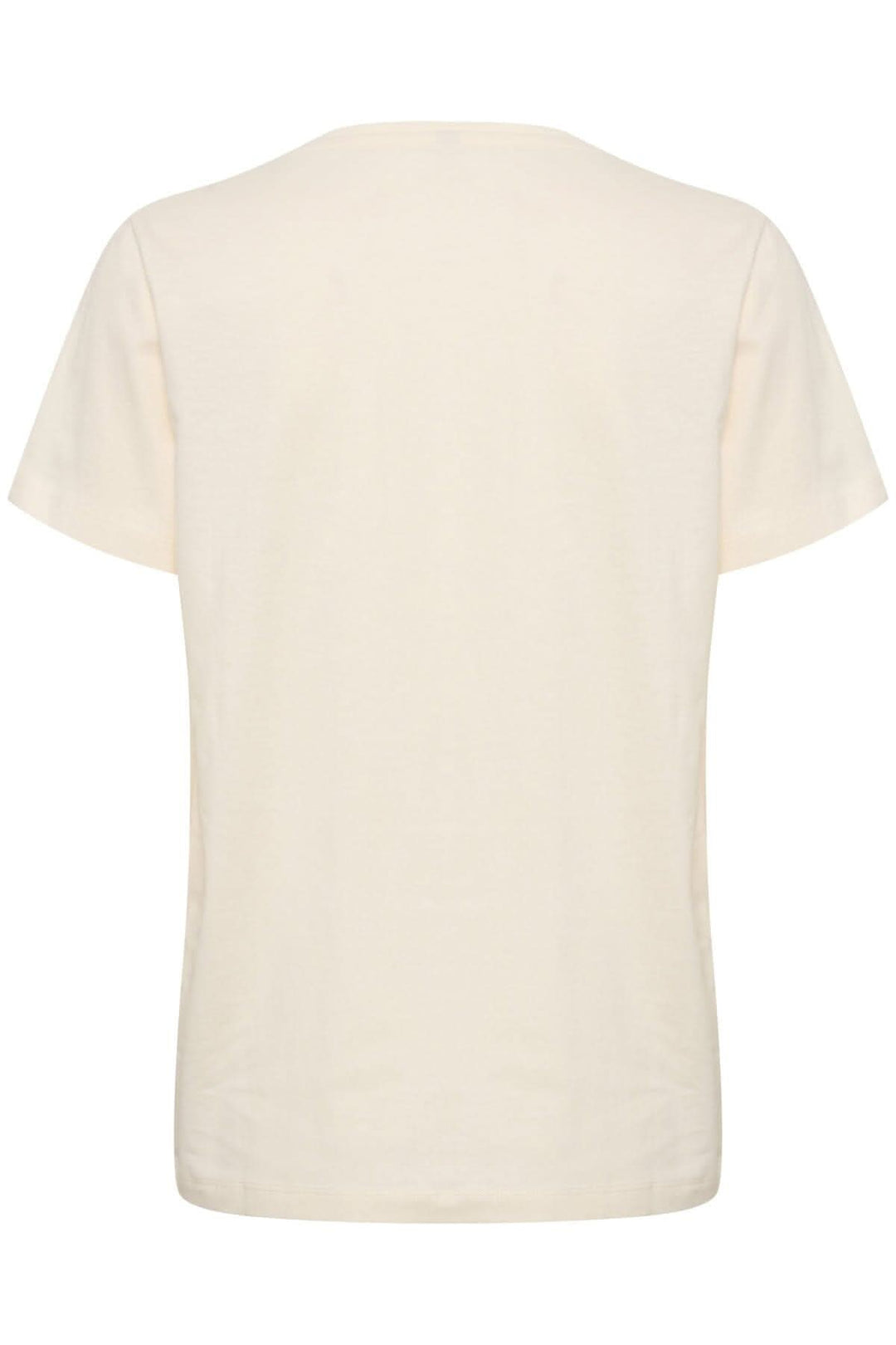 T-shirt Rinne beige, vue arrière, coupe régulière, encolure ronde, manches courtes, 100% coton.